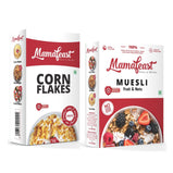 Mamafeast Cornflakes 500g + Muesli Fruit & Nut 400g | Break fast Cereals | High in Iron | High in B Group Vitamins | (Pack of 2) 900g