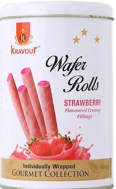 Kravour Strawberry Wafer Roll 250Gm