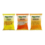 Naturefest Premium Unpolished Moong, Urad & Toor Dal Combo | High In Protein & Fibre | No Preservatives | Pack Of 3x500g | Net.wt.1.5Kg