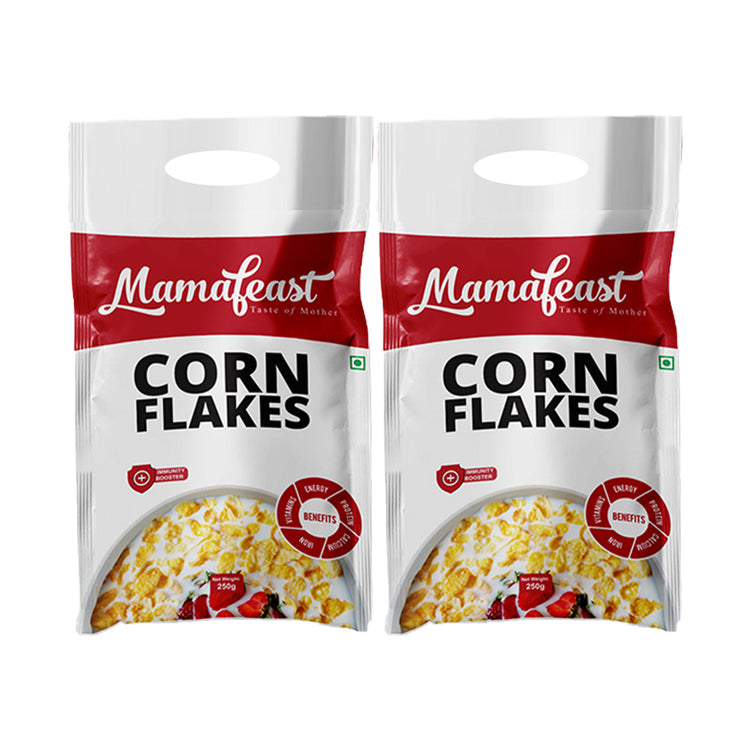 Mamafeast Cornflakes 250G X2P | Breakfast Cereals | Low Fat Healthy Grain Snack | High In Iron Vitamin B And C | Cholesterol-Free | 500 Gm