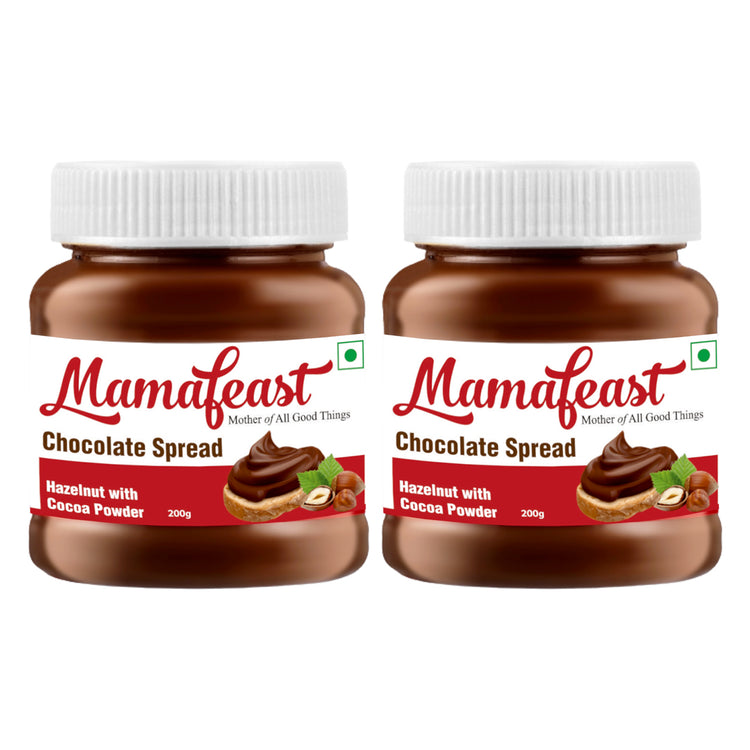 Mamafeast Chocolate Spread Hazelnut 200G | Smooth Delicious Made With Cocoa | Best For Chocolate Dishes Bread Cakes Shakes 200G | Pack of 2 400 G
