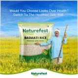 Naturefest Premium Long Grain 1121 Basmati Rice | Rich Aroma | Organically Aged | Gluten-Free | Suitable For Daily Use| Pack Of 1kg