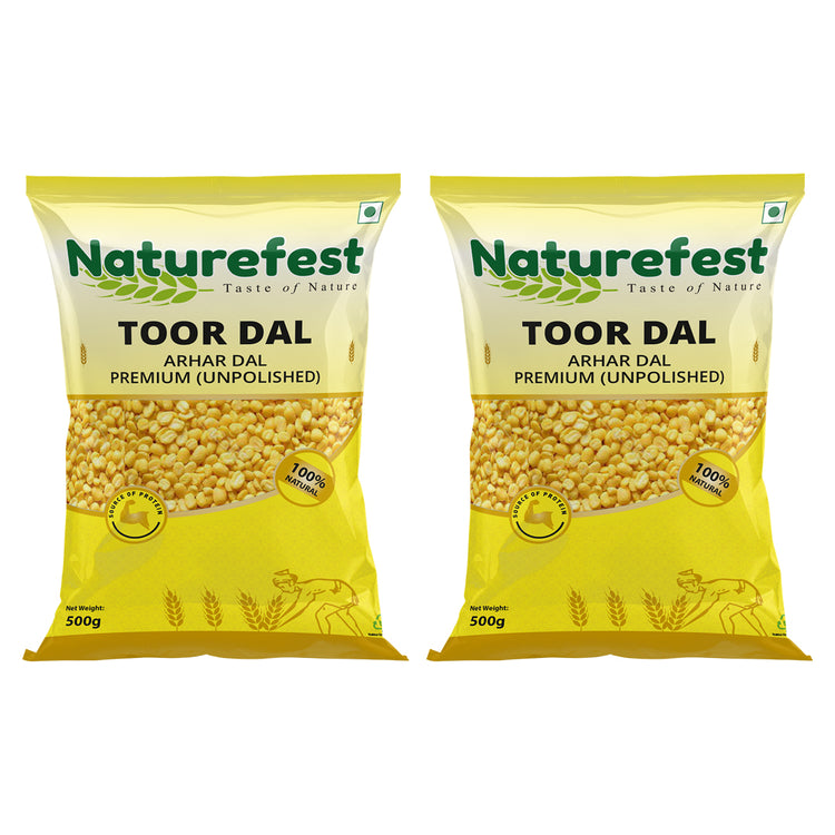 Naturefest Premium Unpolished Toor Dal 500G Pack of 2 | Sundried Pulses | High In Protein & Fibre | No Preservatives | Net.wt.1KG